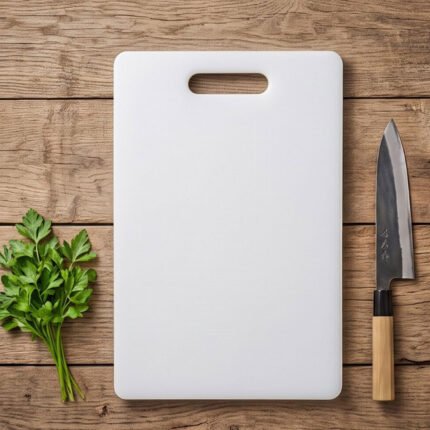 Professional White Plastic Cutting Board for Kitchen with Handle Hole & Non Slip Surface