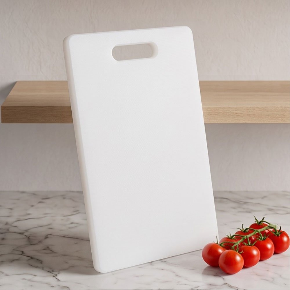 Professional White Plastic Cutting Board for Kitchen with Handle Hole & Non Slip Surface - Image 4