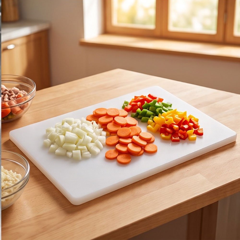 Professional White Plastic Cutting Board for Kitchen with Handle Hole & Non Slip Surface - Image 2
