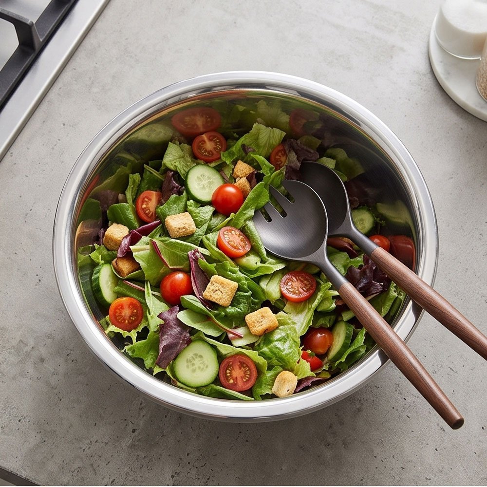 Stainless Steel Deep Mixing Bowl for Dough Kneading and Salad Prep - Image 6