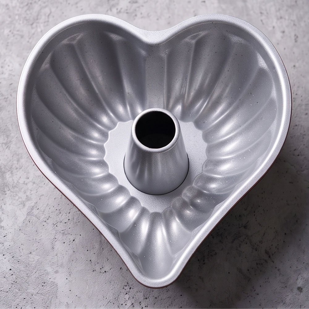 Heart Shaped Fluted Bundt Cake Pan Non Stick Granite Aluminum Cake Mold - Image 3