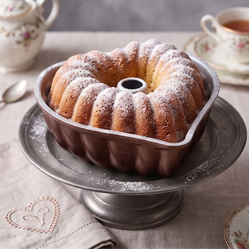 Heart Shaped Fluted Bundt Cake Pan Non Stick Granite Aluminum Cake Mold - Image 2