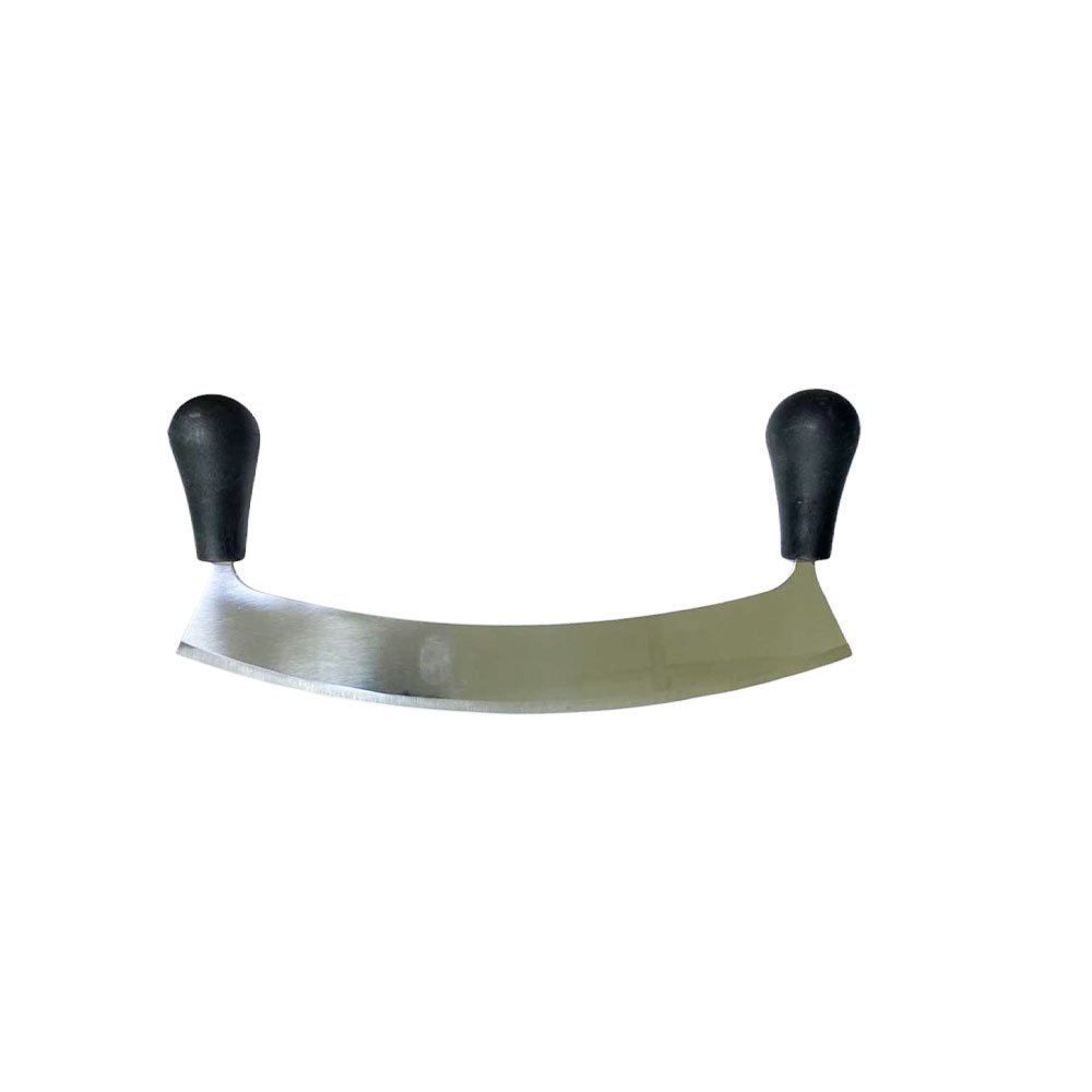 Stainless Steel Mezzaluna Chopper Double Ergonomic Black Handle Herb Cutter