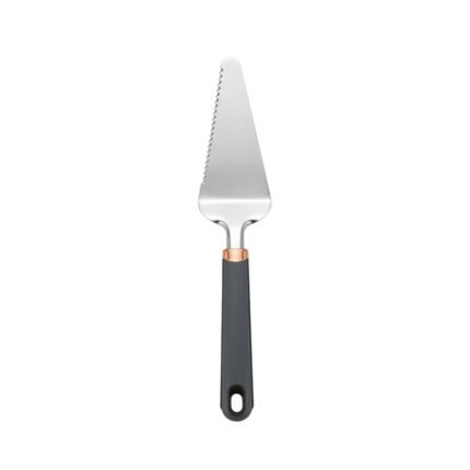 Stainless Steel Cake and Pie Server Cutter with Serrated Edge and Grey Handle