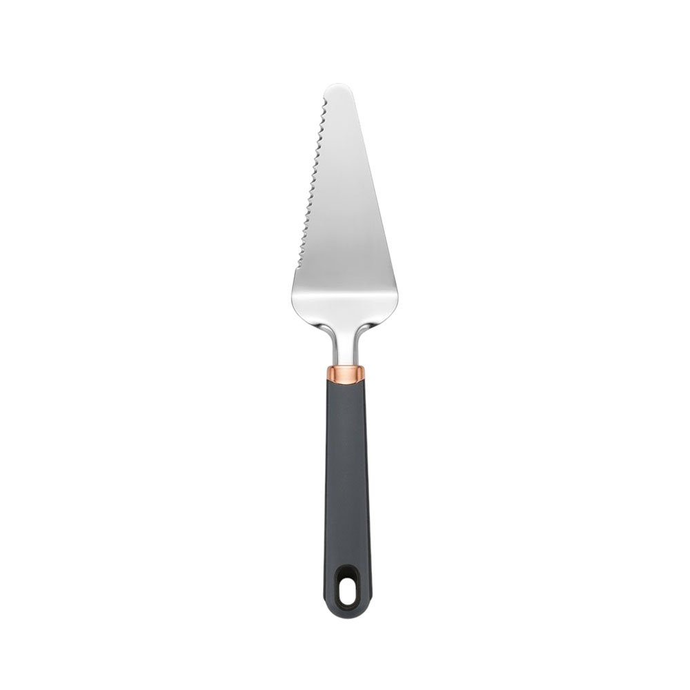 Stainless Steel Cake and Pie Server Cutter with Serrated Edge and Grey Handle