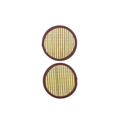 Round Natural Bamboo and Rattan Heat Resistant Coaster with Fabric Border