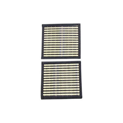 Square Natural Bamboo and Rattan Heat Resistant Coaster with Black Fabric Border