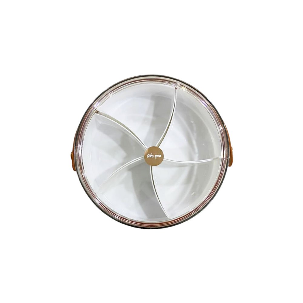 Divided Acrylic Serving Tray with Lid and Leather Handle for Snacks and Nuts - Image 2