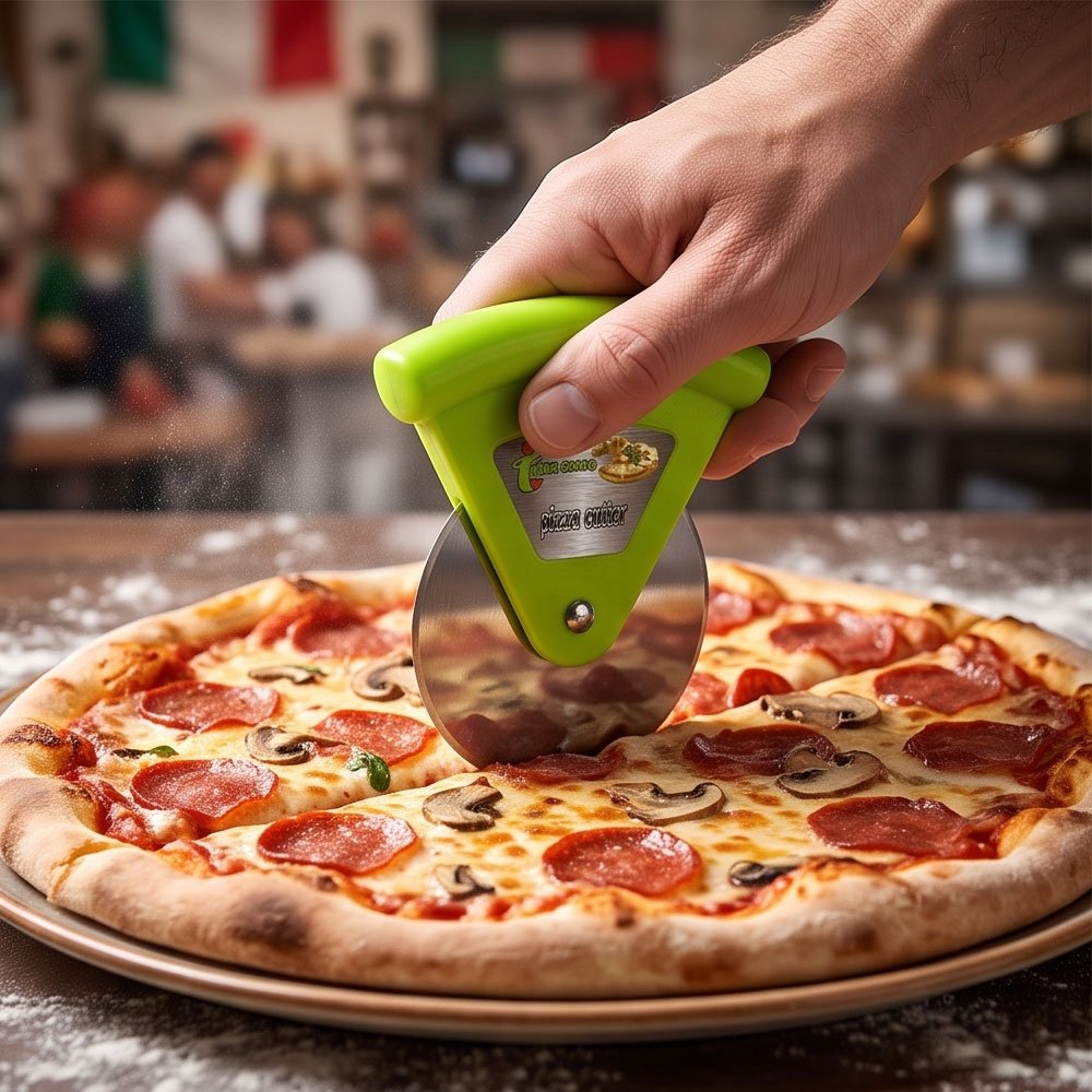 Stainless Steel Wheel Pizza Cutter Tool with Ergonomic Plastic Grip - Multi Colors - Image 4