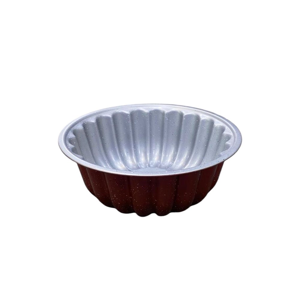 Fluted Granite Cake Pan Non Stick Round Baking Mold Wine Red - Image 3