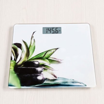 Digital Personal Body Weight Bathroom Scale Tempered Glass Printed Design