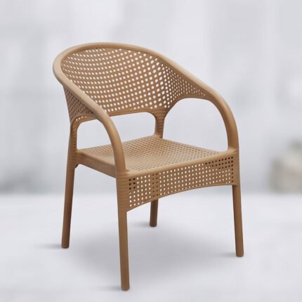 Modern Perforated Plastic Armchair with Breathable Dot Pattern for Outdoor and Indoor Living
