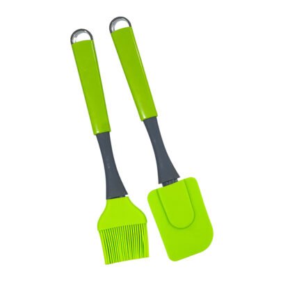 Silicone Kitchen Tools Set Heat Resistant Basting Brush and Spatula Green