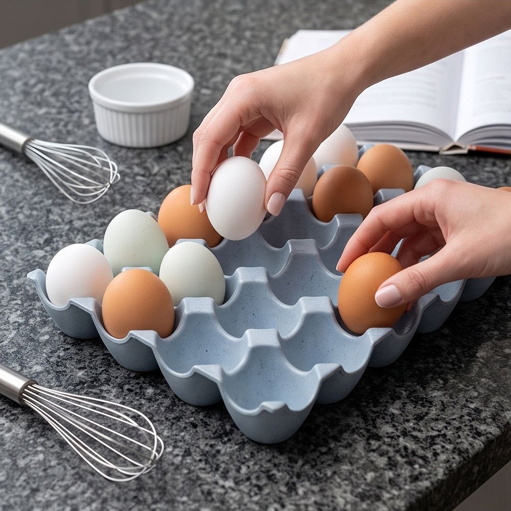 Refrigerator Egg Holder Storage Organizer Tray Container Box 24 Eggs Grey - Image 3