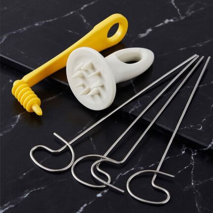 Manual Potato Spiral Slicer Cutter Set with Stainless Steel Skewers for Tornado Chips