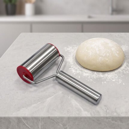 Stainless Steel Roller Rolling Pin Dough Pastry Roller Tool with Handle for Pizza Crusts