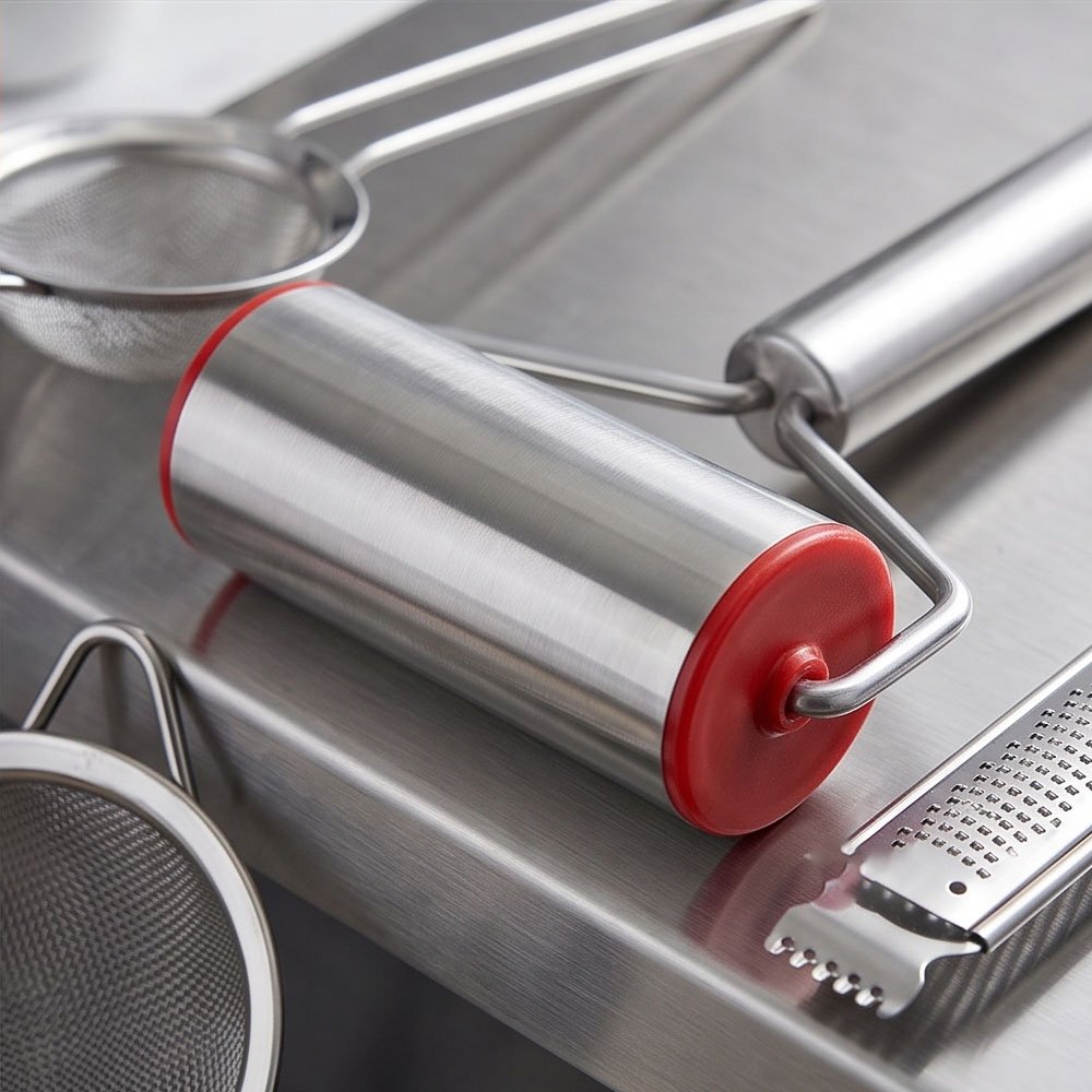 Stainless Steel Roller Rolling Pin Dough Pastry Roller Tool with Handle for Pizza Crusts - Image 4