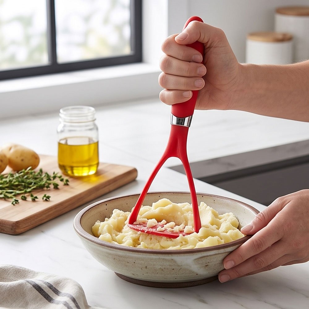 Heat Resistant Silicone Potato & Bean Masher Non Stick Cooking Utensil - Image 3