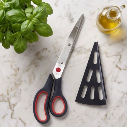Stainless Steel Pizza Scissors Shears with Removable Serving Spatula Base