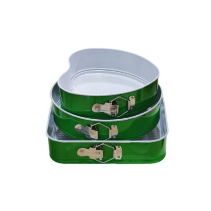 3-Piece Ceramic Non-Stick Springform Cake Pan Set (Heart, Square, Round)