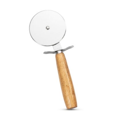 Stainless Steel Pizza Cutter Wheel Slicer with Ergonomic Natural Wooden Handle