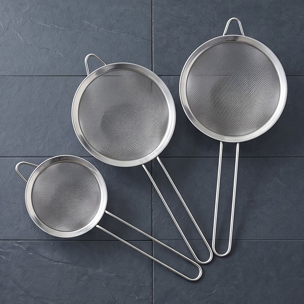 3 Piece Stainless Steel Fine Mesh Strainer Set Sieve Colander with Handles - Image 3