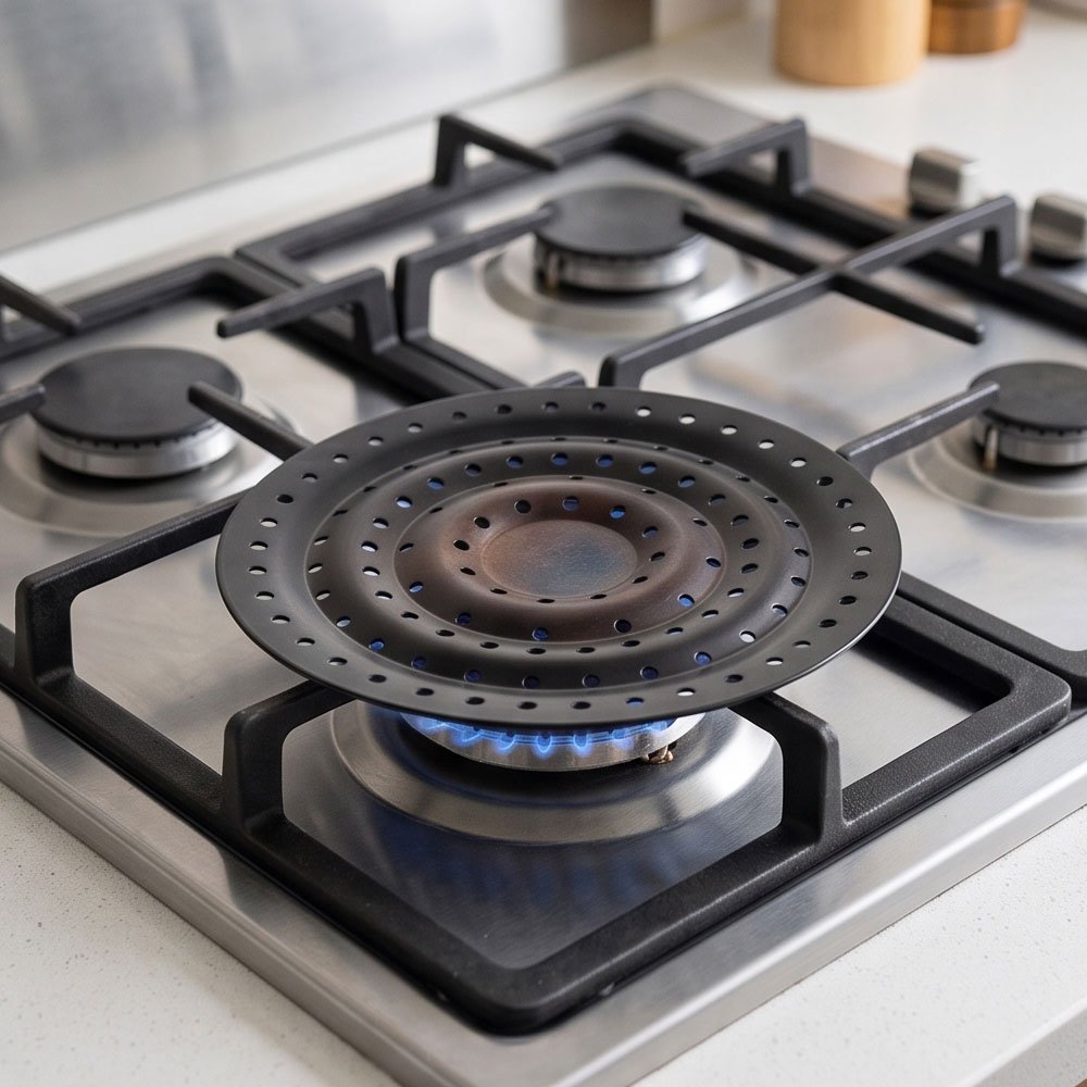 Black Heat Diffuser Reducer Plate for Gas Stove with Heat Resistant Handle - Image 2