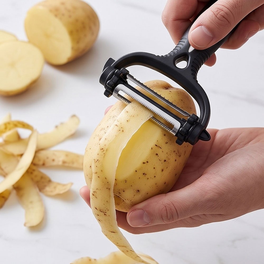 3 in 1 Rotary Vegetable Peeler Stainless Steel Blades Julienne & Slicing Tool - Image 2
