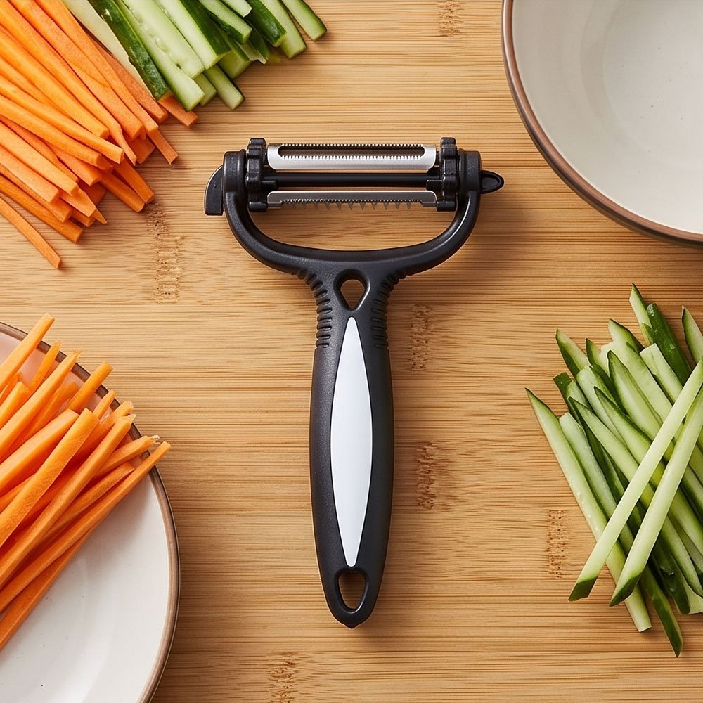 3 in 1 Rotary Vegetable Peeler Stainless Steel Blades Julienne & Slicing Tool - Image 4