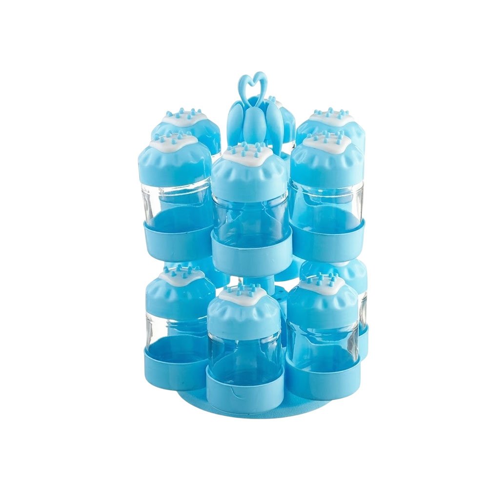 8-Piece Revolving Glass Spice Jar Set with Spoons & Heart Handle Stand - Image 5