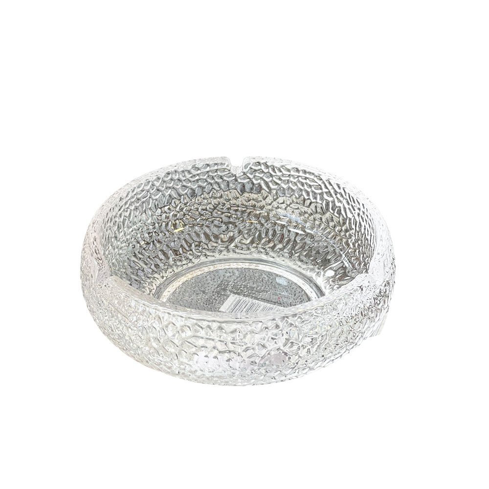 Round Textured Glass Ashtray Heavy Duty Clear Decorative Desktop Ash Tray - Image 4