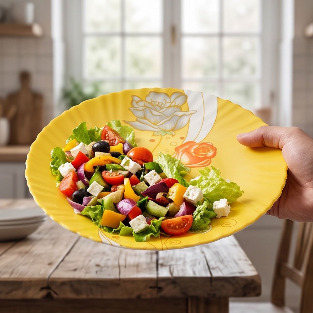 58-Piece Round Yellow Arcopal Dinner Set Featuring Elegant Floral Design and Complete Tableware Essentials - Image 2