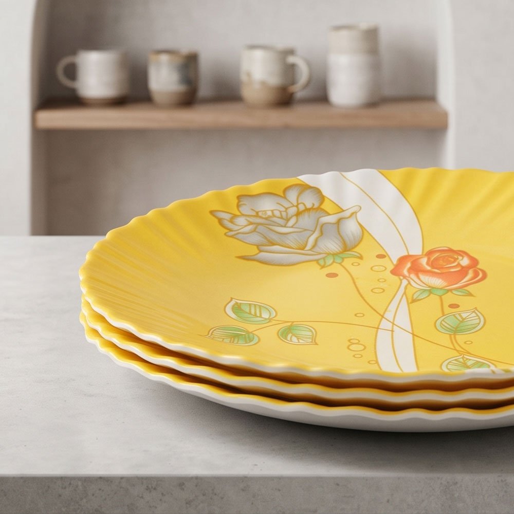 58-Piece Round Yellow Arcopal Dinner Set Featuring Elegant Floral Design and Complete Tableware Essentials - Image 3