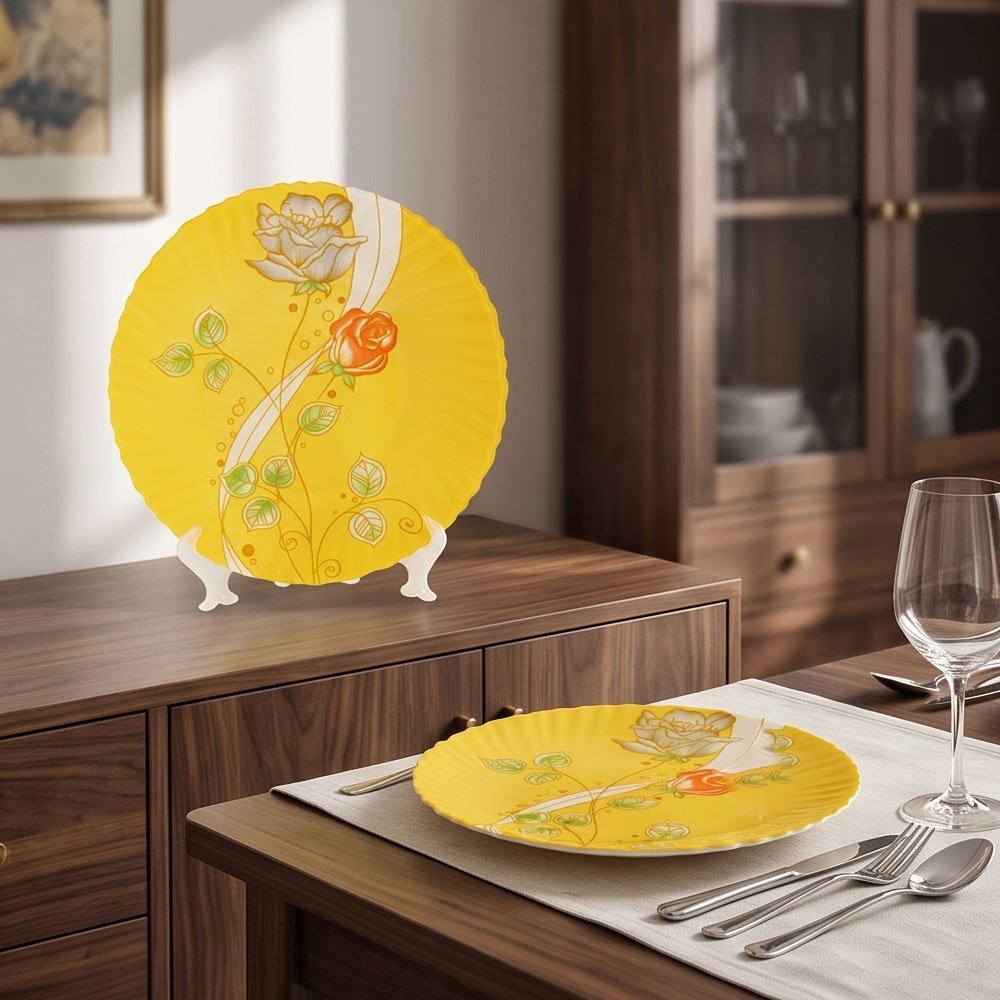 58-Piece Round Yellow Arcopal Dinner Set Featuring Elegant Floral Design and Complete Tableware Essentials - Image 4