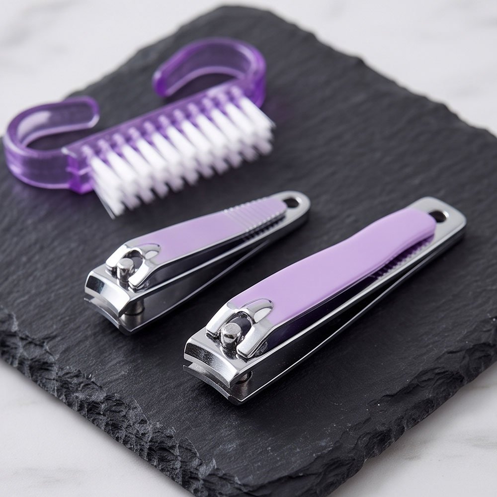 6 Pieces Purple Nail Grooming Manicure Pedicure Kit Set with Clippers and Scissors - Image 3