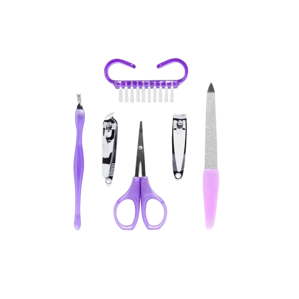 6 Pieces Purple Nail Grooming Manicure Pedicure Kit Set with Clippers and Scissors