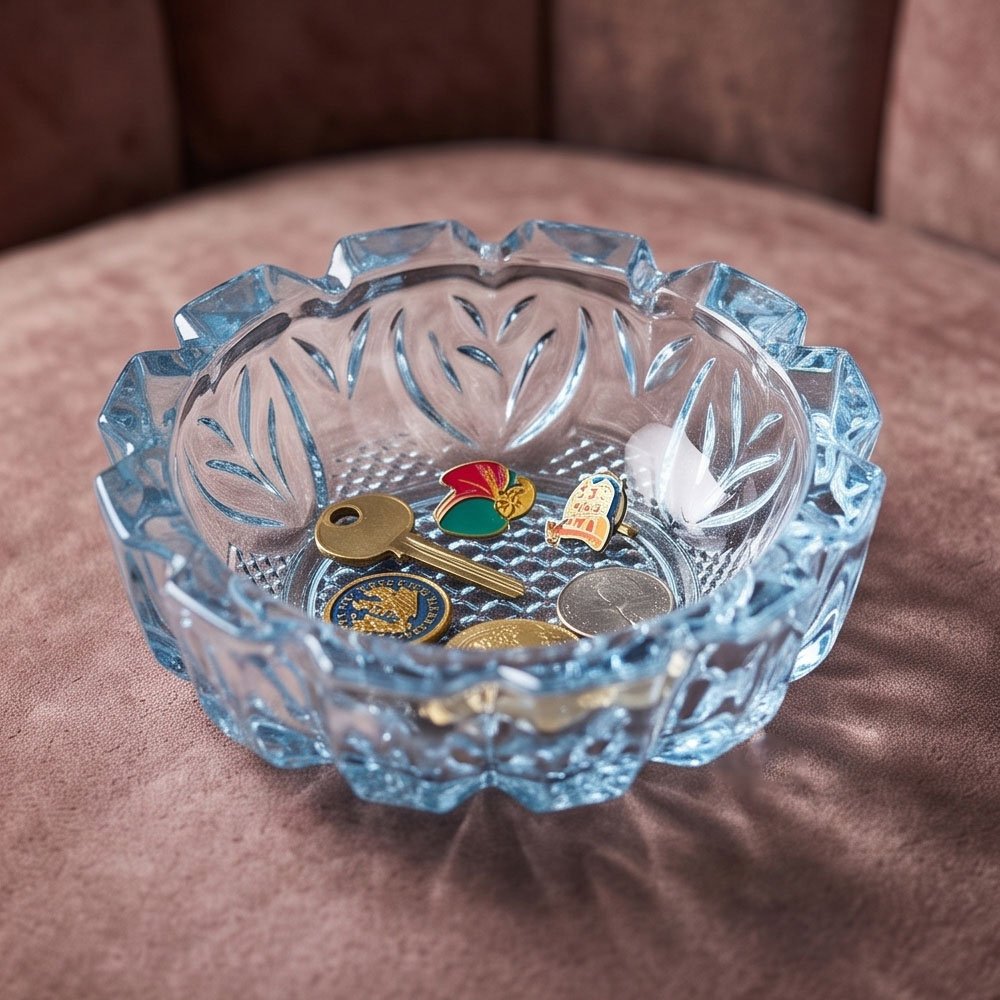 Luxury Clear Blue Crystal Glass Ashtray Decorative Classic Tabletop Cigarette Holder - Image 4