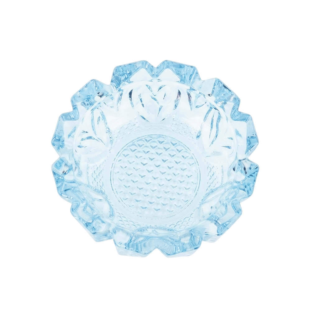 Luxury Clear Blue Crystal Glass Ashtray Decorative Classic Tabletop Cigarette Holder