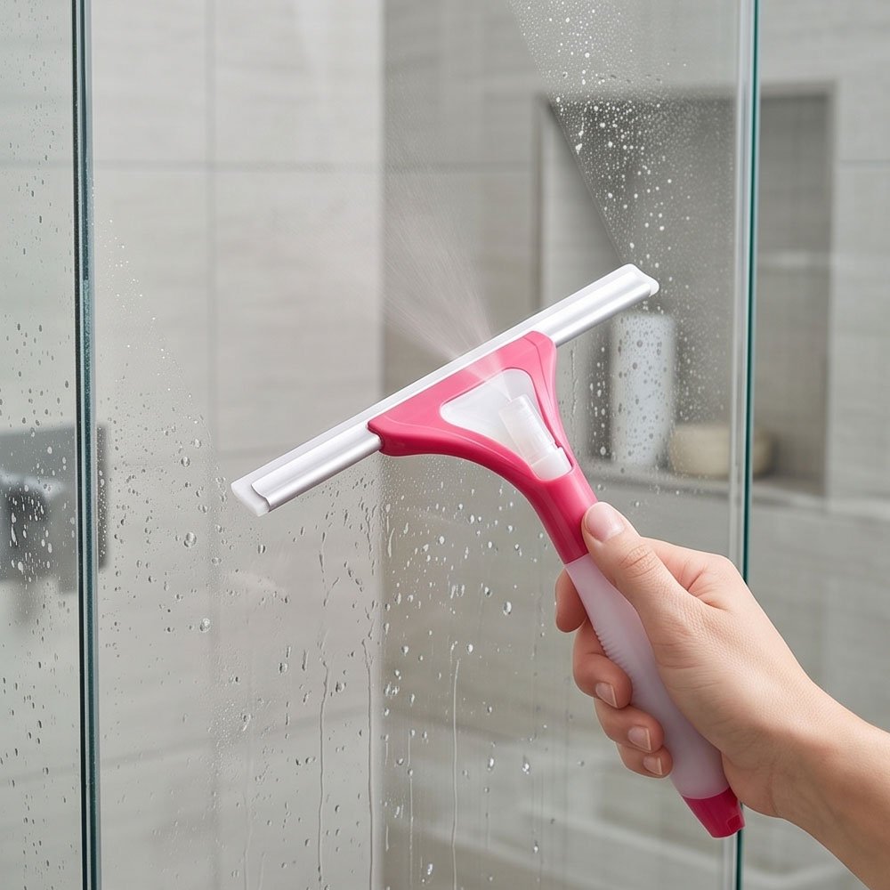 Multipurpose Window Squeegee Cleaner Tool with Built-In Spray Bottle and Rubber Blade - Image 3