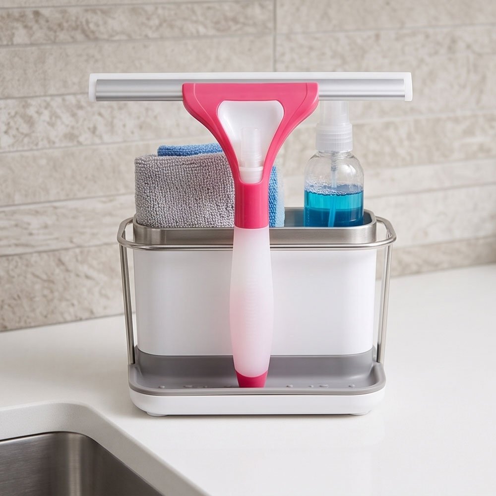 Multipurpose Window Squeegee Cleaner Tool with Built-In Spray Bottle and Rubber Blade - Image 4