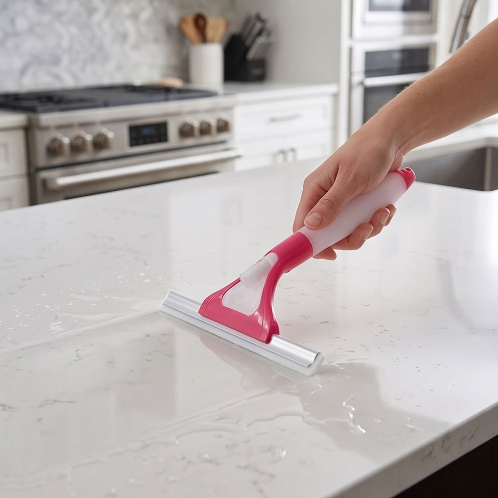 Multipurpose Window Squeegee Cleaner Tool with Built-In Spray Bottle and Rubber Blade - Image 2