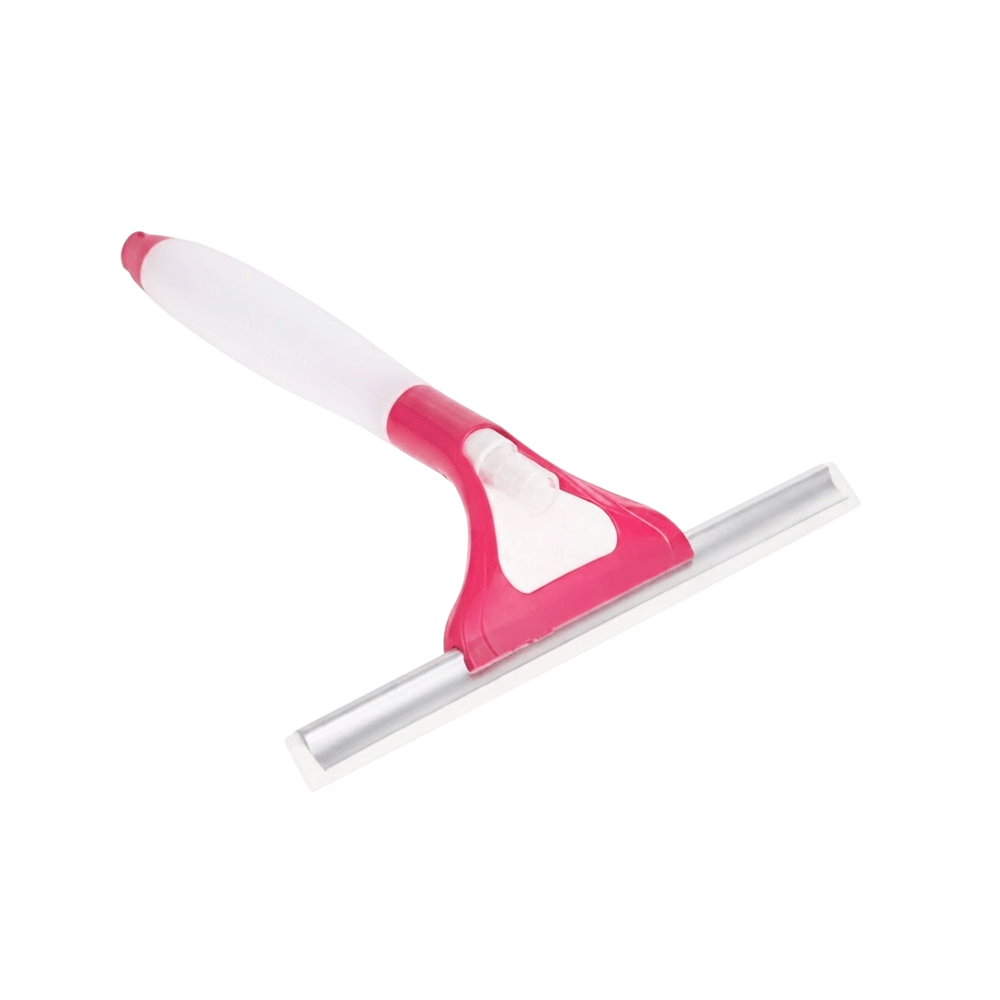 Multipurpose Window Squeegee Cleaner Tool with Built-In Spray Bottle and Rubber Blade