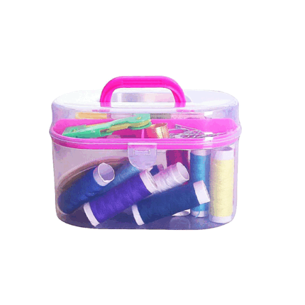 Portable Multi-Layer Transparent Sewing Kit Organizer Box with Accessories