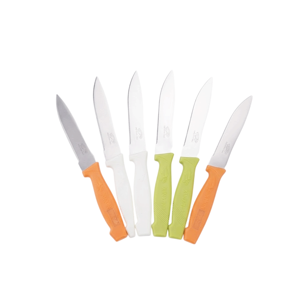 6-Piece Colorful Serrated Kitchen Knife Set for Fruit & Vegetable Slicing