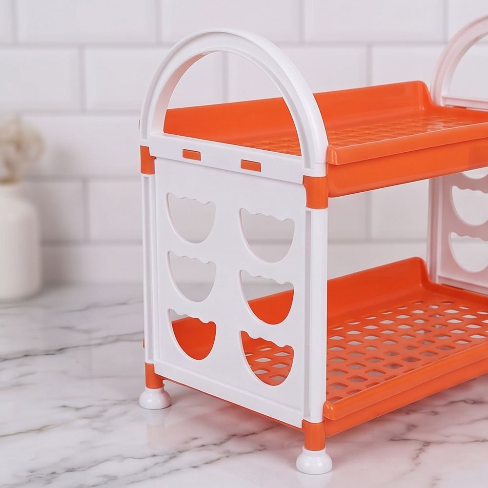 Marina 2 Tier Plastic Storage Rack Organizer Shelf for Kitchen Countertop and Bathroom - Image 2