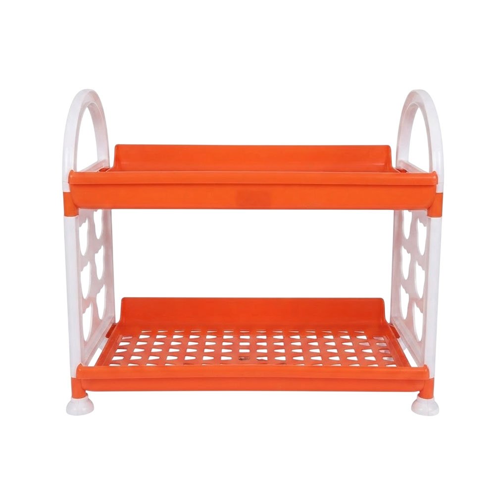 Marina 2 Tier Plastic Storage Rack Organizer Shelf for Kitchen Countertop and Bathroom