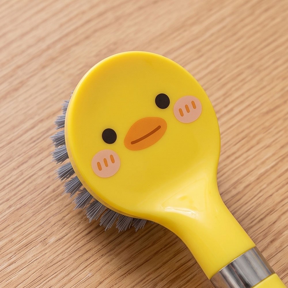 Cute Yellow Duck Kitchen Scrub Brush with Long Handle for Dishes and Pots - Image 4