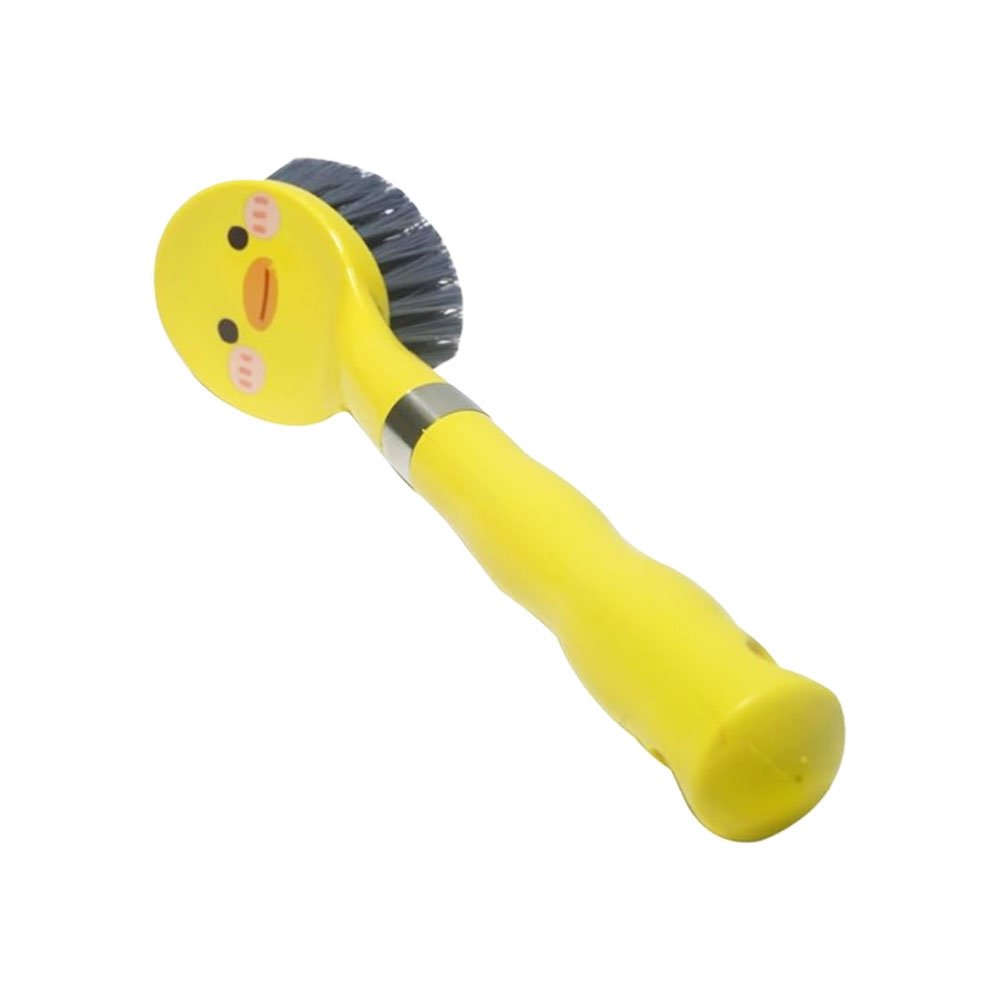 Cute Yellow Duck Kitchen Scrub Brush with Long Handle for Dishes and Pots