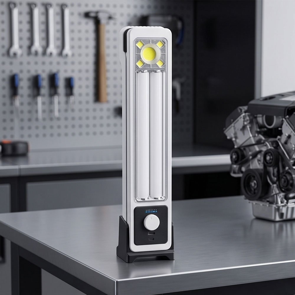 Rechargeable LED Emergency Light & Work Lamp with Dimmer Switch and Base Stand