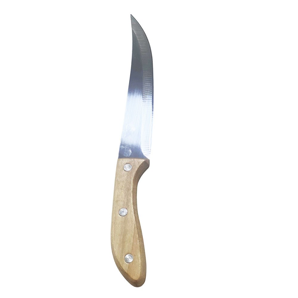 Stainless Steel Boning Knife with Curved Sharp Blade and Wooden Handle - Image 3